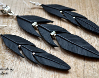 black necklace gothic jewelry long dangle earrings raven jewelry raven  necklace DWSJAST