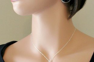 black onyx jewelry set, 925 sterling silver necklace earring set, jet YLCBOVY