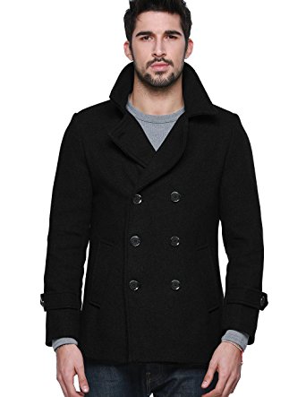 black pea coat match mens wool classic pea coat winter coat (us l/cn 3xl (fit CBEYTLW