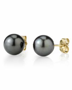 black pearl earrings 9mm tahitian south sea pearl stud earrings- various colors KDEQDCQ