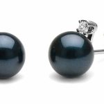 black pearl earrings black akoya diamond stud pearl earrings: all sizes ZYYCANH