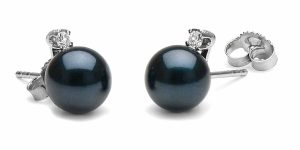 black pearl earrings black akoya diamond stud pearl earrings: all sizes ZYYCANH