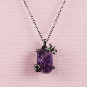 black rough amethyst necklace QLCHBFZ