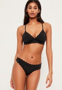 black scallop triangle bikini top - mix u0026 match KNQZZXD