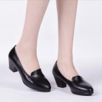 black shoes for women size 34-40 work shoes women genuine leather pumps office lady shoes black  low- PEWRDDL