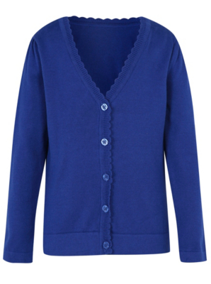 blue cardigan girls school scallop trim cardigan - cobalt blue | school | george RZCORHG