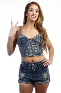 blue denim crop top with elastic back-dark blue JHWEAMV