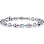 blue topaz and amethyst bracelet in 14k white gold (8x4mm) SNCZAAN