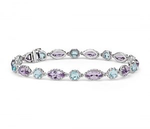 blue topaz and amethyst bracelet in 14k white gold (8x4mm) SNCZAAN