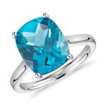 blue topaz cushion cocktail ring in 14k white gold (11x9mm) VAQXCDX