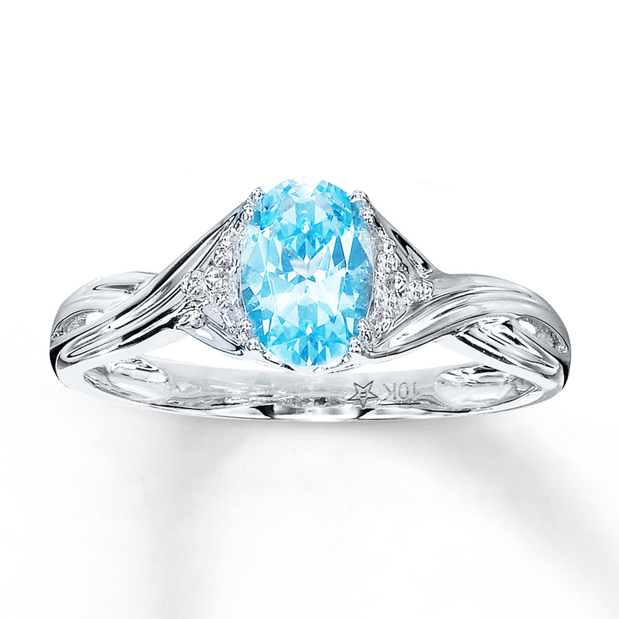 blue topaz rings blue topaz ring oval-cut with diamonds 10k white gold OKUSHCI