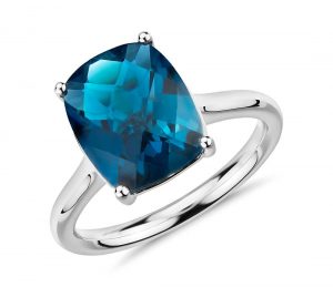 blue topaz rings london blue topaz cushion cocktail ring in 14k white gold (11x9mm) TIMJTKW