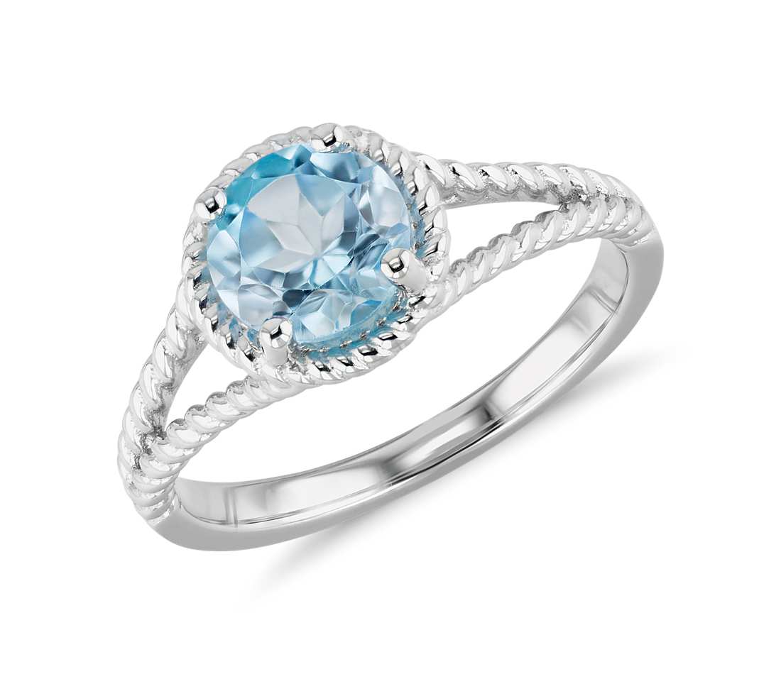 blue topaz rings swiss blue topaz rope ring in sterling silver (7mm) ZRRSQAW