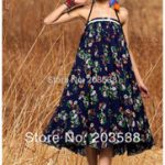 bohemian clothes wholesale-summer long skirt womenu0027s clothes flower print bohemian maxi  skirt beach skirts 90cm GIFAQXN