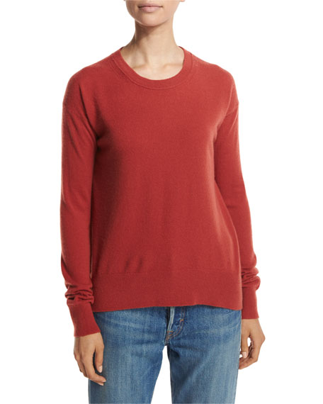boxy cashmere pullover sweater, red LXCXYWT