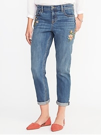 boyfriend jeans for women boyfriend embroidered-patch straight jeans for women RLRSYMH