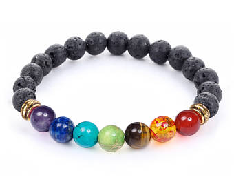 bracelet beads 7 chakra healing bracelet with volcanic lava, mala bracelet meditation  bracelet QMWCHDA