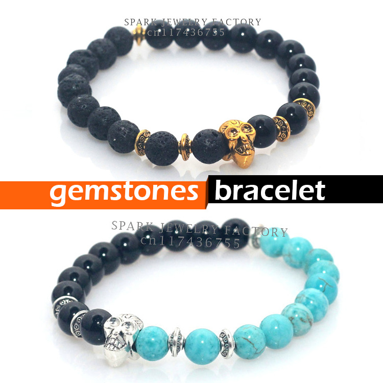 bracelet beads aliexpress.com : buy natural stones skull bead bracelet lava turquoises  onyx DSWMTWO