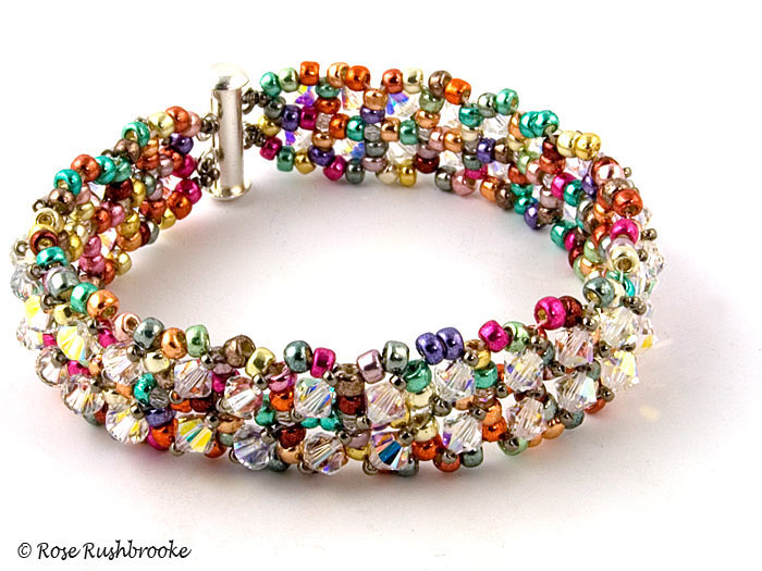 bracelet beads bling bead soup bracelet made with seed beads and swarovski crystals. right TDJTXCB