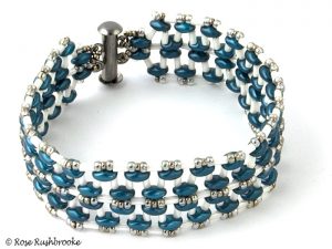 bracelet beads pastel petrol and ivory super duo bead bracelet made with super duo, IQQEELO