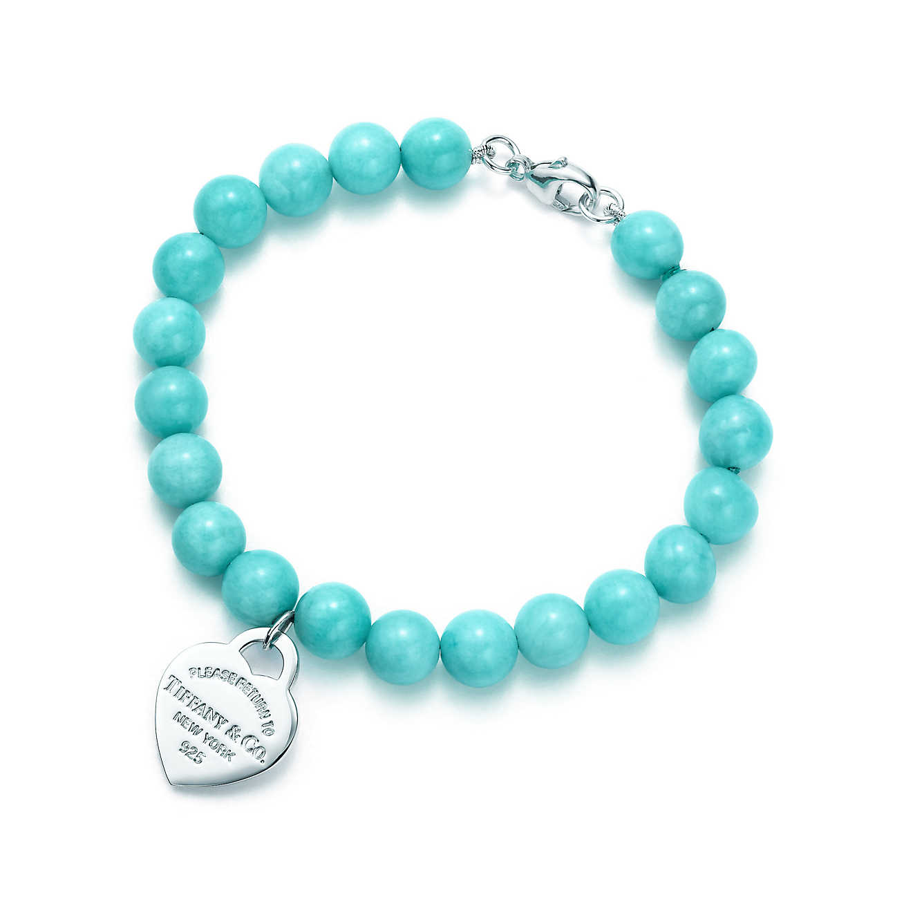 bracelet beads return to tiffany® small heart tag in silver on an amazonite bead OAJYEYT