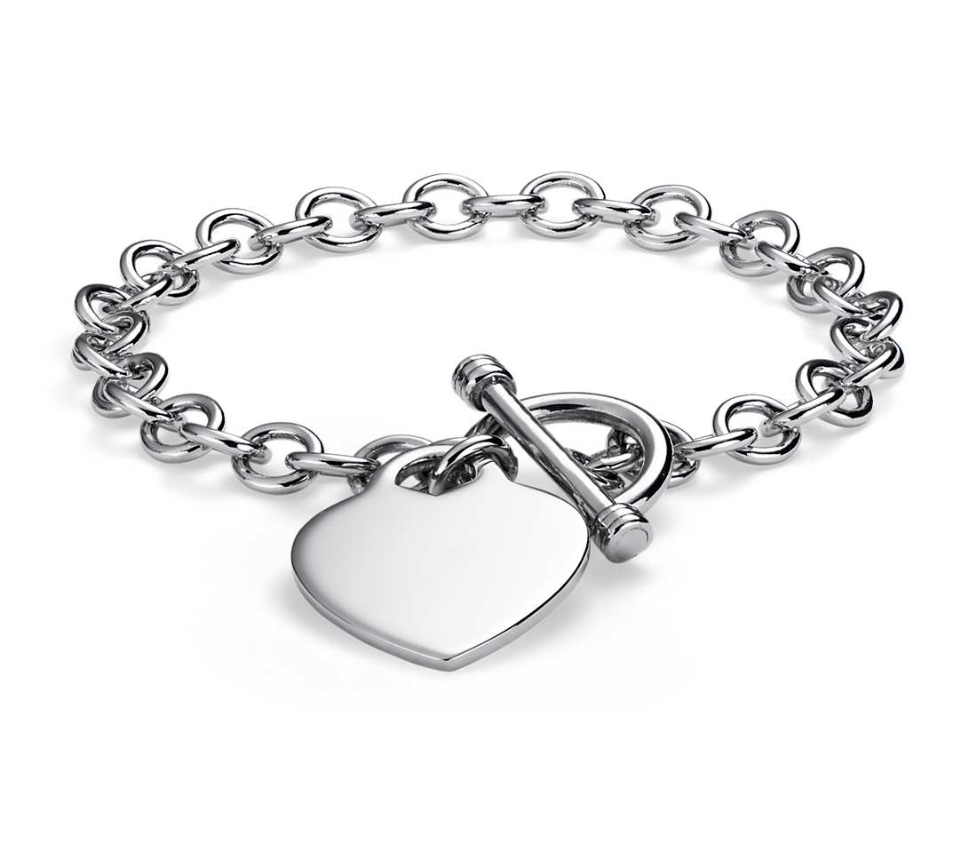 bracelet silver heart-tag toggle bracelet in sterling silver LKMFRXQ