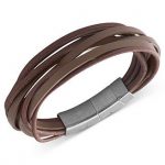 bracelets for men fossil menu0027s bracelet, stainless steel brown leather multi-strand wrap  bracelet - JMQIROV