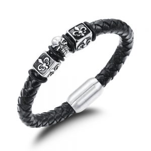 bracelets for men punk rock retro skull bracelet men cool stainless steel leather bracelets FYBBZBZ