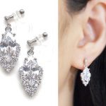bridal clip on earrings wedding cubic zirconia invisible clip on earrings DRPBABU