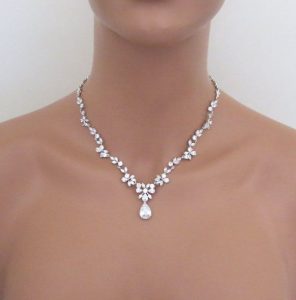 bridal jewelry set, wedding necklace set, bridal necklace, wedding jewelry,  crystal QJNOSPV