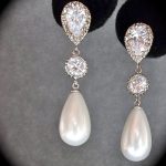 bridal jewelry - sterling silver - long - pearl drop earrings - LRCLKWL