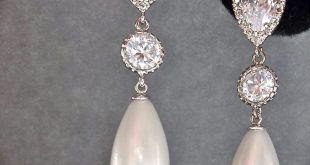 bridal jewelry - sterling silver - long - pearl drop earrings - LRCLKWL