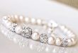 bridal pearl bracelet wedding jewelry wedding cuff bracelet swarovski  pearls cubic AJNANZJ