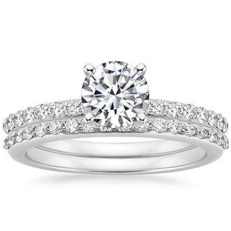 bridal ring sets 18k white gold. petite shared prong bridal set ... FZBEGKP
