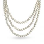 bridal triple strand white pearl necklace gatsby inspired 20in MSRBFYA