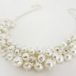 bridesmaid jewellery ivory pearl bead and crystal cluster necklace and earrings, cream pearl YSERLRV