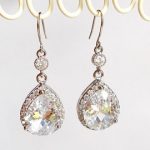 bridesmaid jewellery silver crystal wedding earrings - long clear crystal bridal dangle earrings BRHPTLR