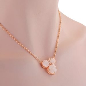 bronzallure rose quartz necklace in 18kt rose gold plate RZYAYCT