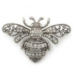 brooch jewellery large silver tone filigree, swarovski crystal u0027bumble beeu0027 brooch - 70mm CCGZTYH
