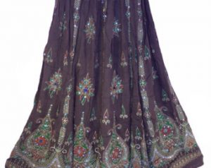 brown earth tone skirt, boho gypsy skirt, bollywood india skirt, long  sequin skirt DDWZQZR