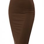 brown pencil skirt stretch knit midi pencil skirt with back slit for women with plus size WFMFGXU