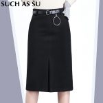 brown pencil skirt womenu0027s clothing mid-long skirt 2016 new high waist wool pencil skirt gray  black WFLONJY