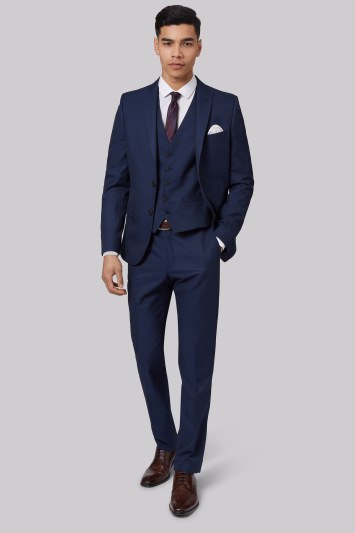 business suits moss london skinny fit blue sharkskin jacket QTWIFPL