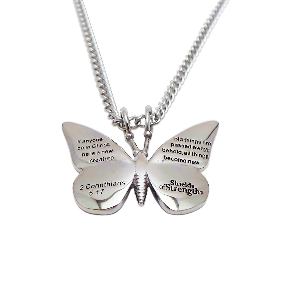 butterfly necklace ... front of shields of strength womenu0027s stainless steel white butterfly PECQQKF