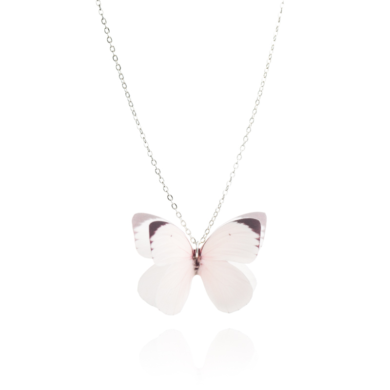 butterfly necklace light pink WOZDPVM