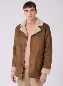 camel faux shearling coat - coats u0026 jackets - clothing - topman usa OGUEHJD