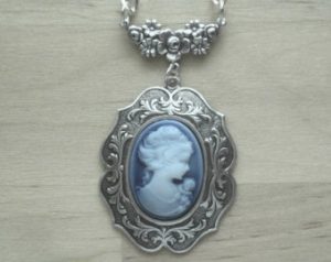 cameo necklace - blue cameo necklace - blue cameo jewelry - blue TATQYWK