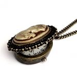 cameo necklace bronze vintage oval downton abbey locket watch - wrapped u0026 TJOFOXL