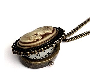 cameo necklace bronze vintage oval downton abbey locket watch - wrapped u0026 TJOFOXL