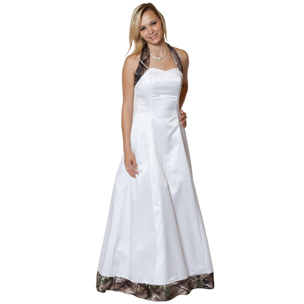 camouflage wedding dresses realtree camo accented halter wedding gown side image FHBGRSE
